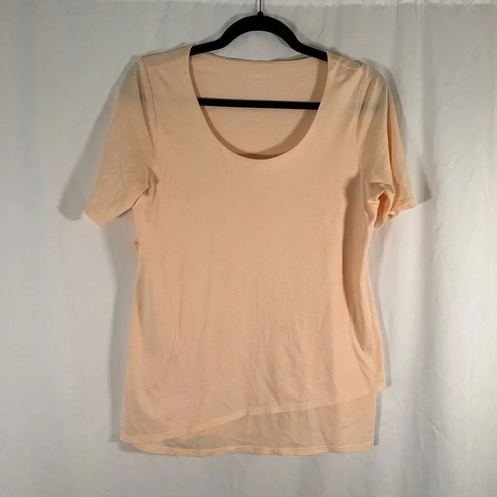 Pure Jill Blouse Women's Small Orange Round Neck Short Sleeve Cotton Modal